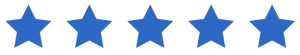 Three blue stars on a light gray background.