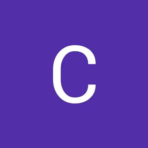 White letter C on a square purple background.